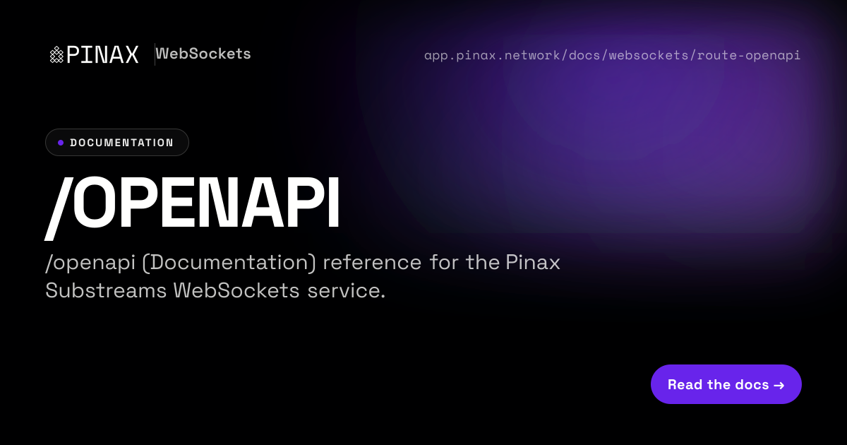 /openapi — WebSockets — Pinax · Pinax App